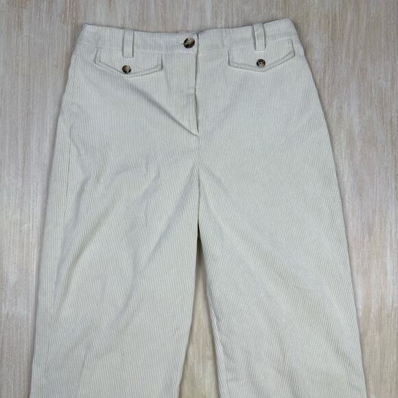 TOPSHOP Cream Corduroy Wide Leg High Rise Retro Chic Women's Trousers Pants 10 - Picture 2 of 15